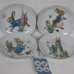 BEATRIX POTTER PETER RABBIT EASTER 4 ASSORTED APPETIZER PLATES - S/4 - NEW #D